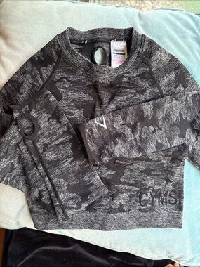 Gymshark  Black & Gray Camouflage Crewneck Sweater